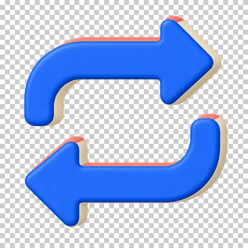 Two curved cobalt arrows forming a repeat loop with a transparent center.