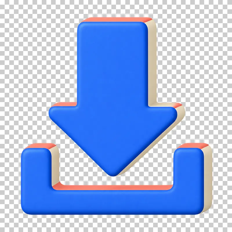 A cobalt downward arrow above an open download tray.