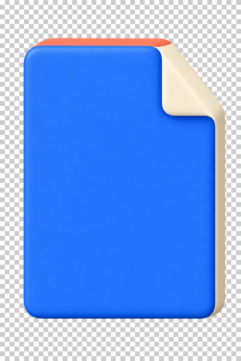 A blank upright cobalt document with a cream folded upper corner.