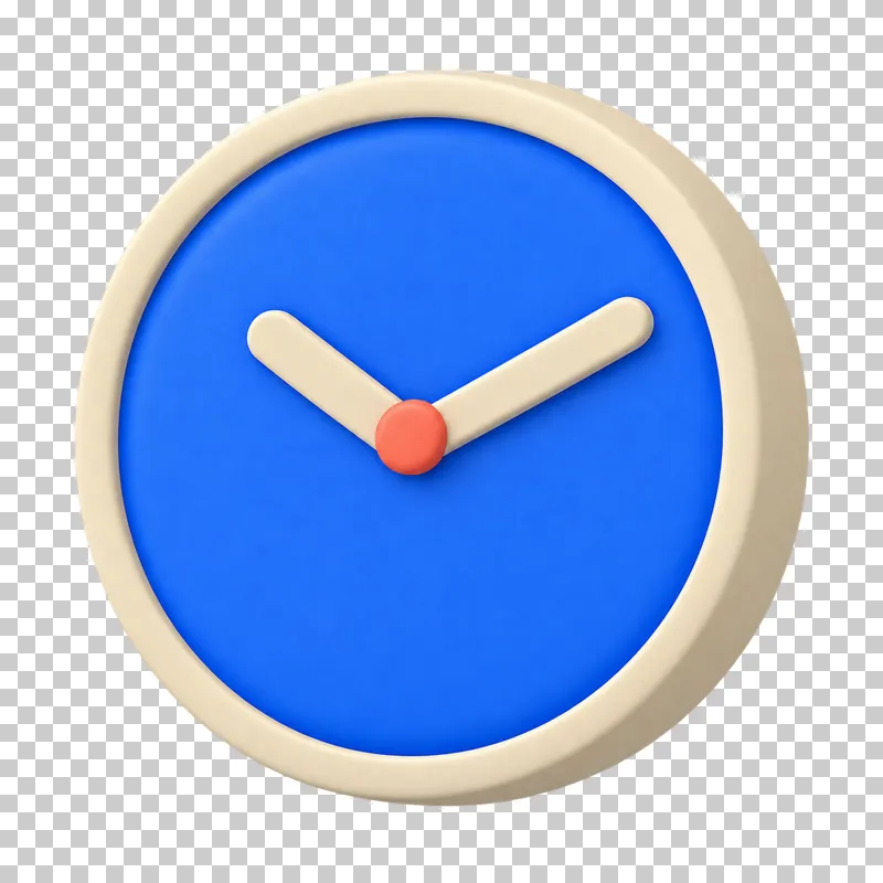 A cobalt clock with cream hands and no numerals.