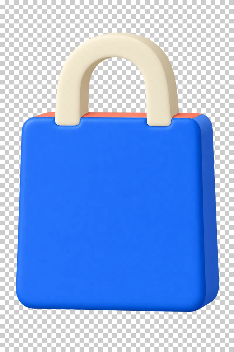 A cobalt shopping bag with simple handles and cream depth.