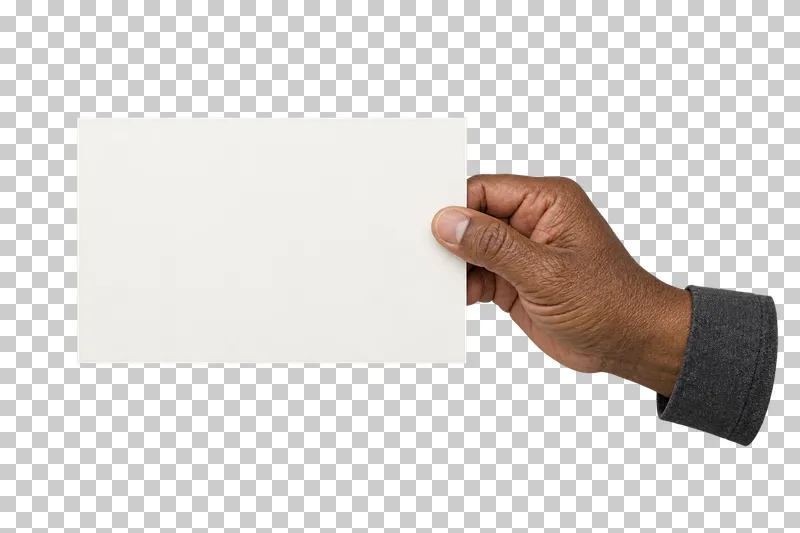 An older hand with dark brown skin gripping the right edge of a blank cream landscape sheet.