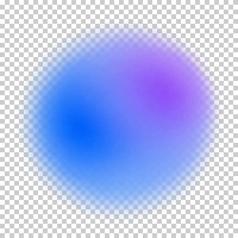 Round object aura in a soft cobalt blue to soft violet gradient with translucent feathered edges.
