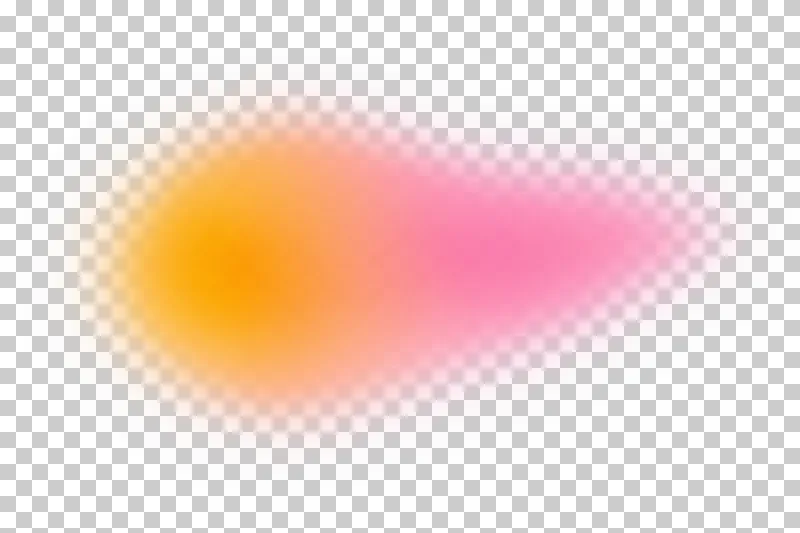 Asymmetric side aura in a soft amber to soft rose pink gradient with translucent feathered edges.