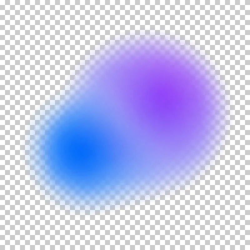 Interpenetrating double aura in a soft cobalt blue to soft violet gradient with translucent feathered edges.