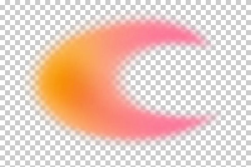 Wide crescent in a soft amber to soft rose pink gradient with translucent feathered edges.