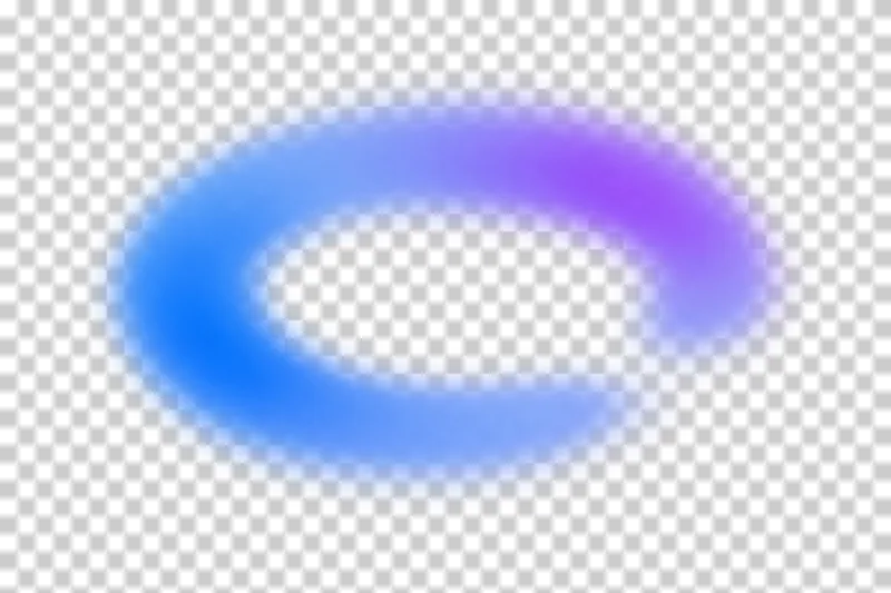 Open oval with empty center in a soft cobalt blue to soft violet gradient with translucent feathered edges.