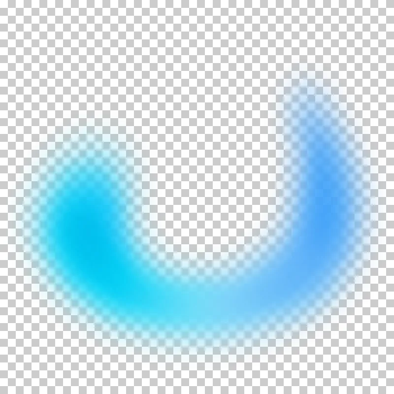 Asymmetric product horseshoe in a soft turquoise to soft sky blue gradient with translucent feathered edges.