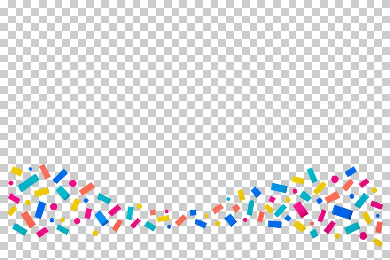 Matte colored paper confetti arranged in a shallow horizontal bottom band. The remaining content area and all gaps are transparent.