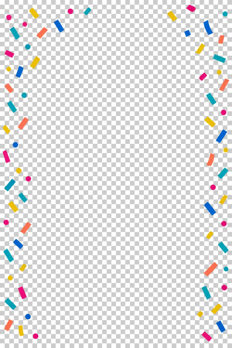 A delicate rain of matte colored paper confetti along the sides of an empty center. The remaining content area and all gaps are transparent.
