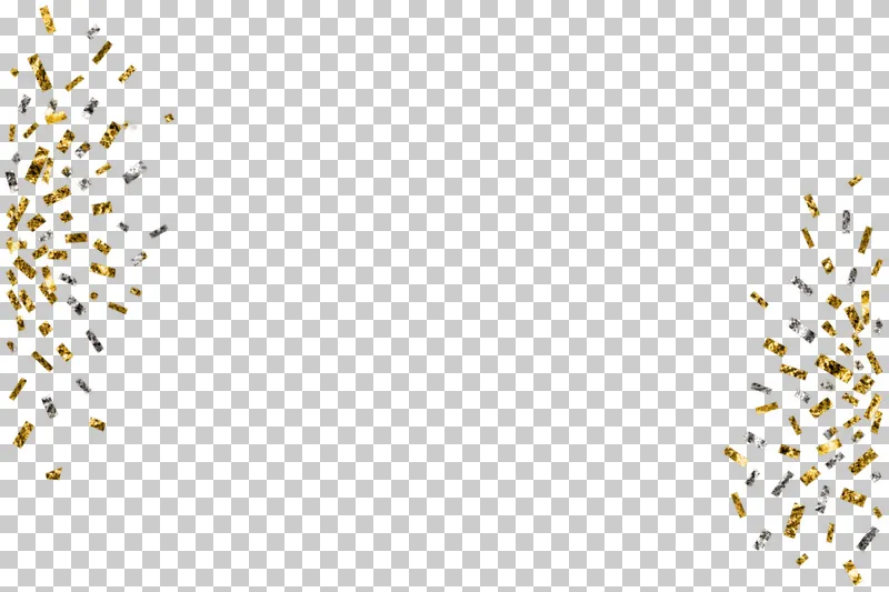 Gold and silver foil confetti forming two unequal bursts at the outer sides. The remaining content area and all gaps are transparent.
