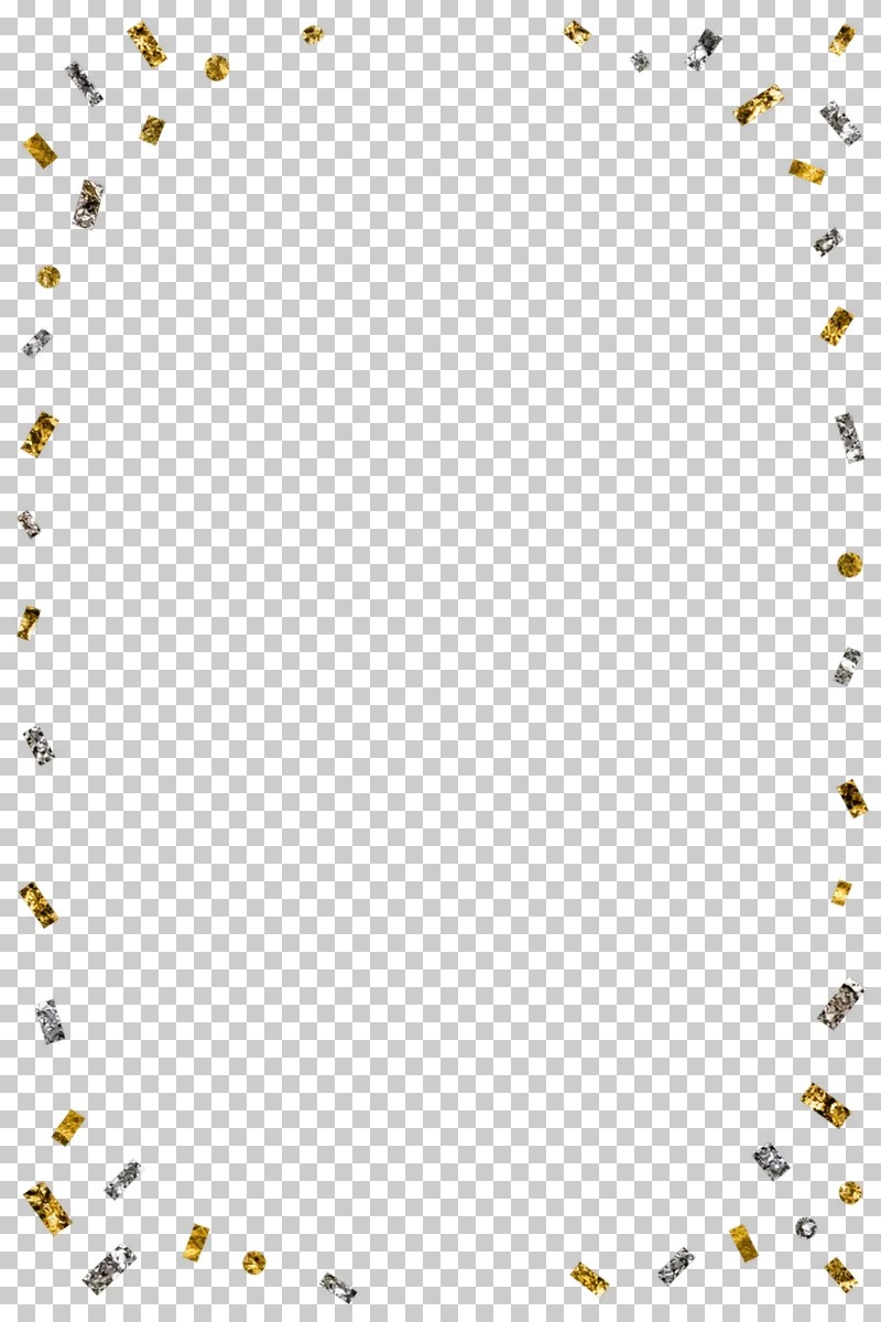 Gold and silver foil confetti forming a loose oval around an empty product region. The remaining content area and all gaps are transparent.