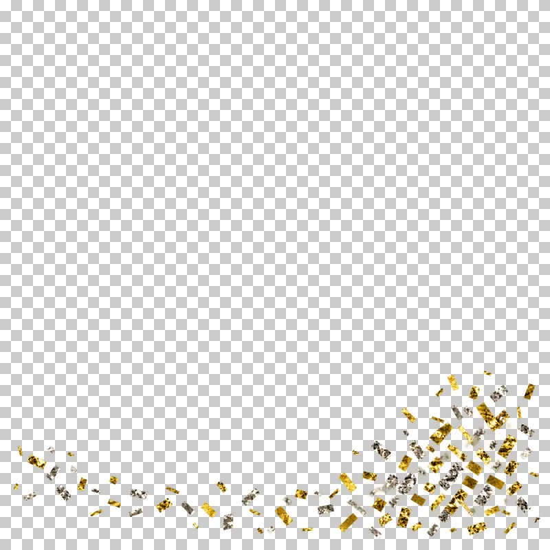 Gold and silver foil confetti in an asymmetric composition along the bottom. The remaining content area and all gaps are transparent.