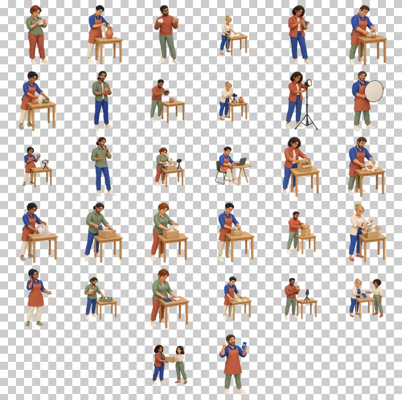 Small Business Creators 3D PNG Collection: all 32 elements in one grid