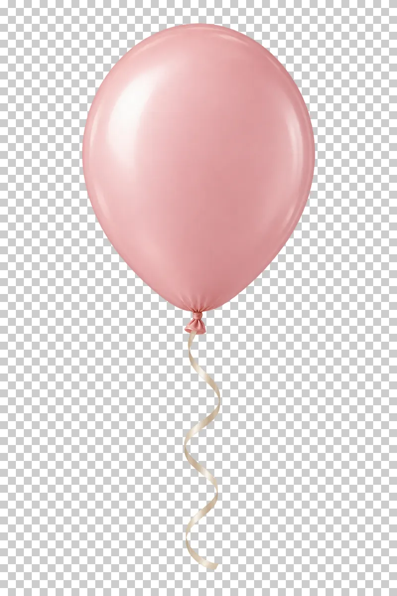A single blush-pink oval latex balloon with a tied neck and a complete curling string.