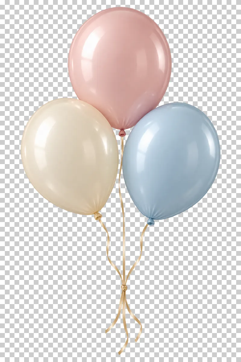A compact bouquet of three balloons with complete gathered strings.