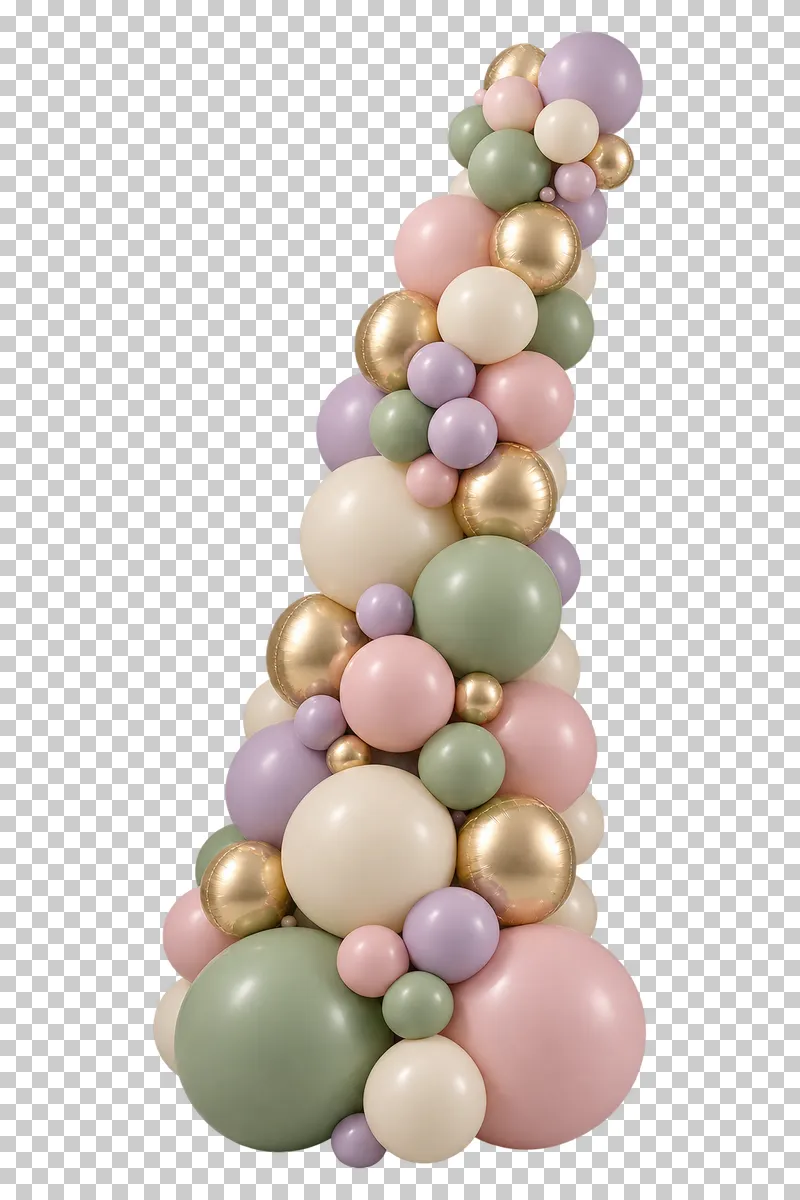 A freestanding organic column of pastel balloons.