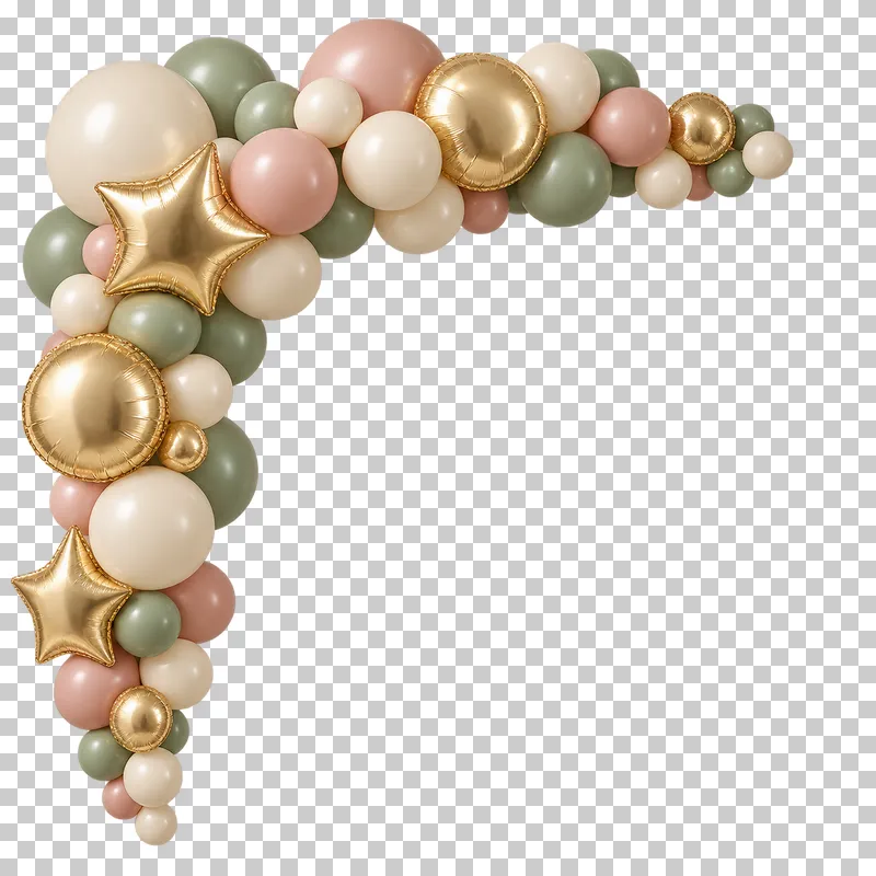 A balloon decoration arranged around the upper-left corner, leaving the lower-right area open.