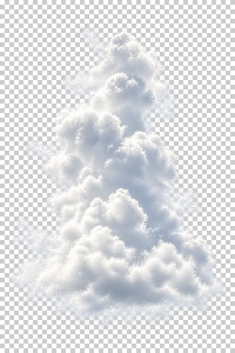 A tall white cumulus cloud with billowing upper lobes and delicate wisps.