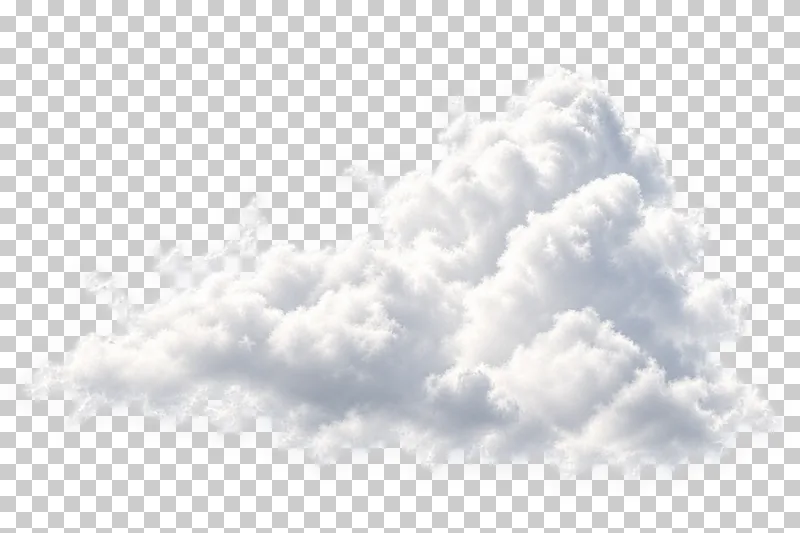 An asymmetric white cloud with uneven natural lobes and a translucent fringe.