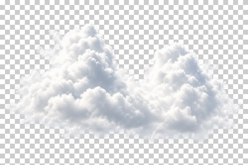 Two connected white cloud lobes forming one double cloud.