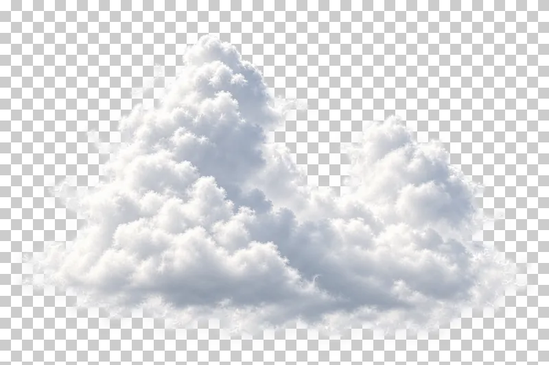 An expansive white cloud rising through several uneven levels.