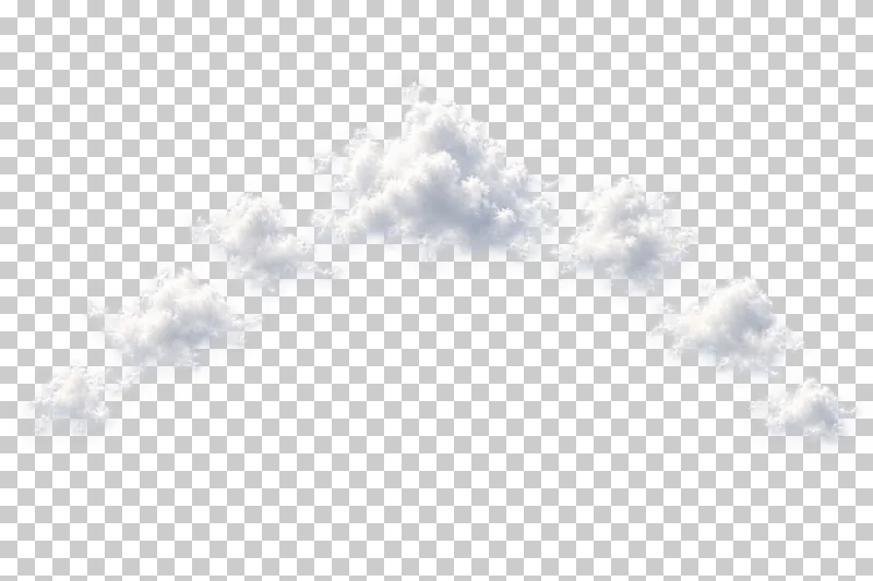 Small separate white clouds arranged in an open arc.