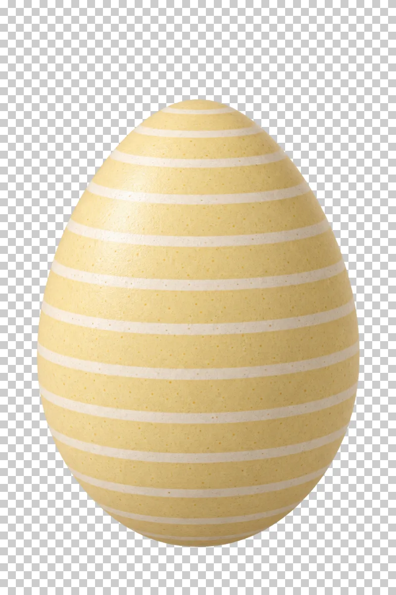 A matte ceramic Easter egg decorated with fine pastel stripes.