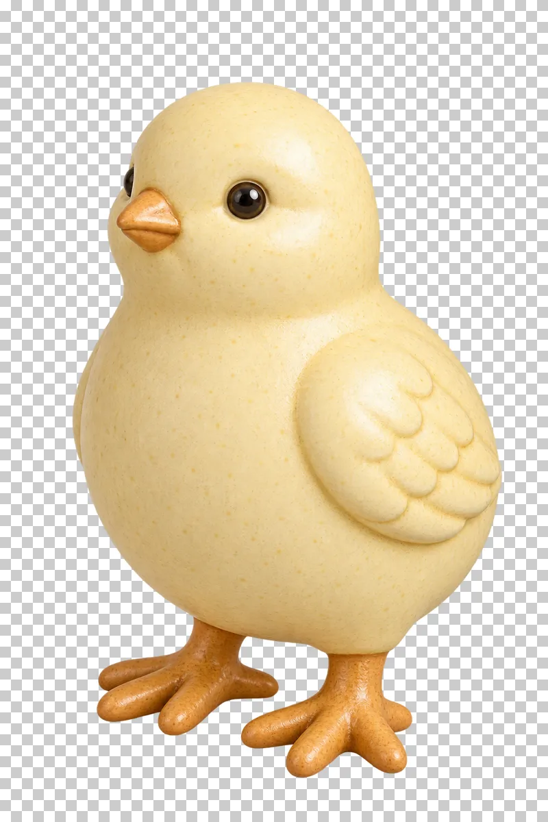 A standing pale yellow ceramic chick.