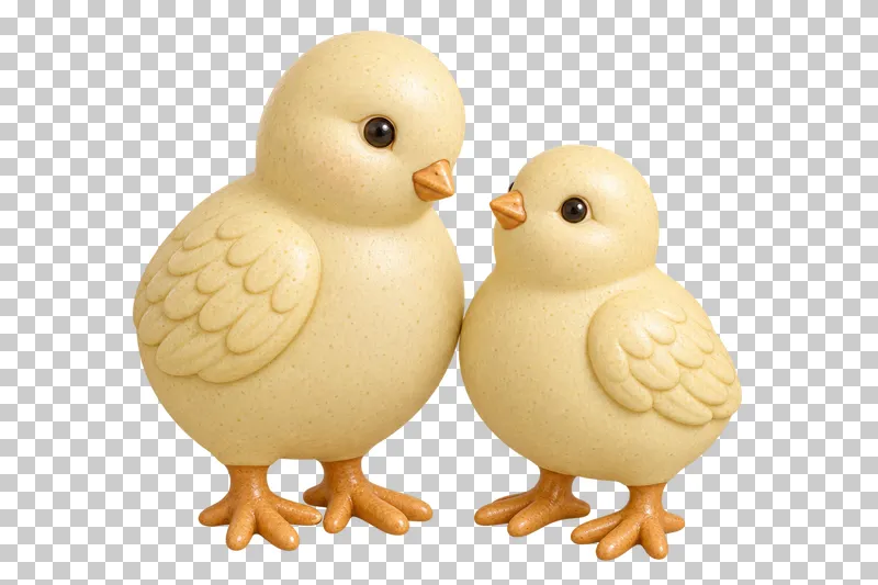 A pair of pale yellow ceramic chicks.