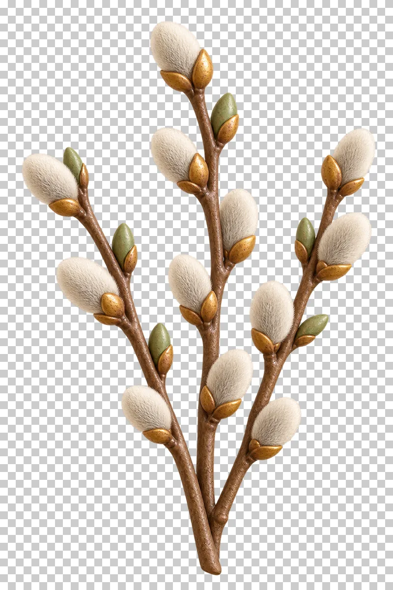 Pussy willow branches with soft cream catkins.