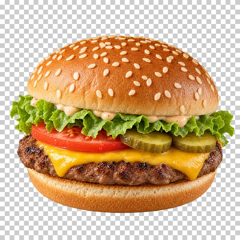 Generated advertising-style cutout of cheeseburger.