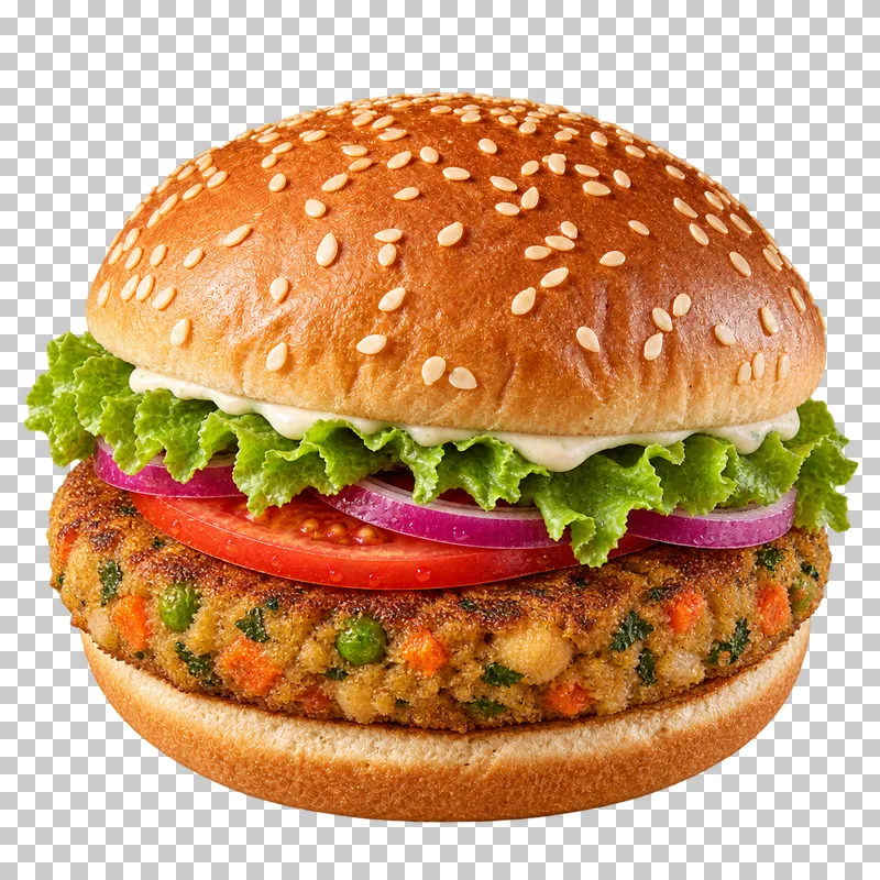 Generated advertising-style cutout of vegetable burger.