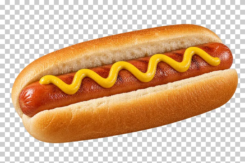 Generated advertising-style cutout of classic hot dog.