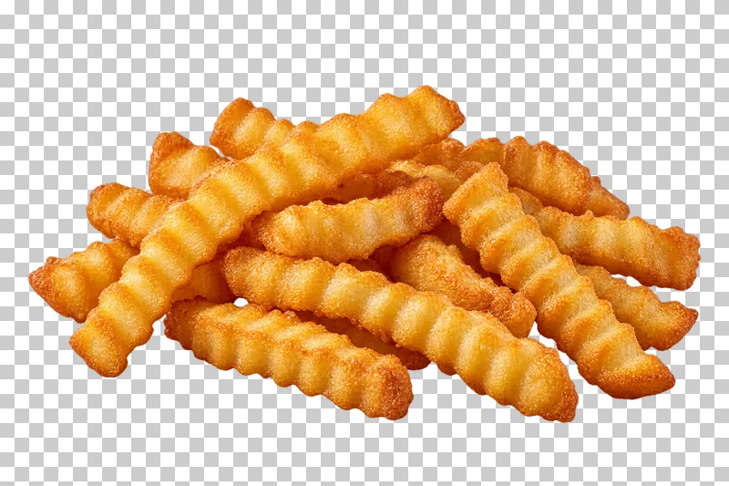 Generated advertising-style cutout of crinkle-cut fries.