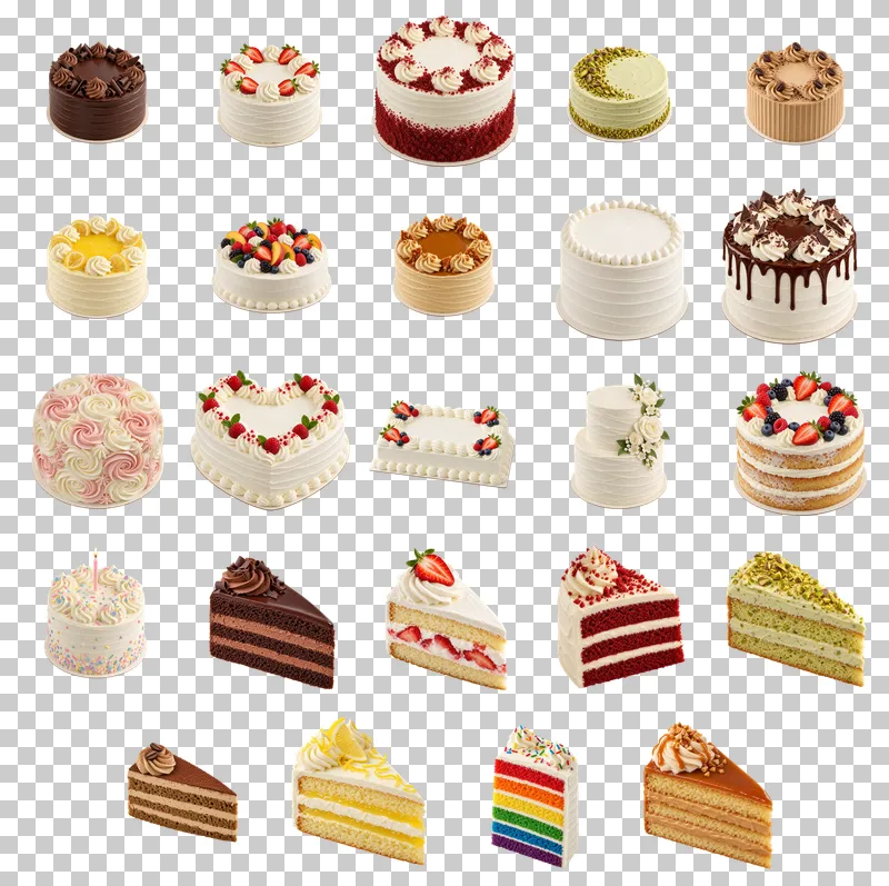 Celebration Cakes Photo PNG Collection: all 24 elements in one grid