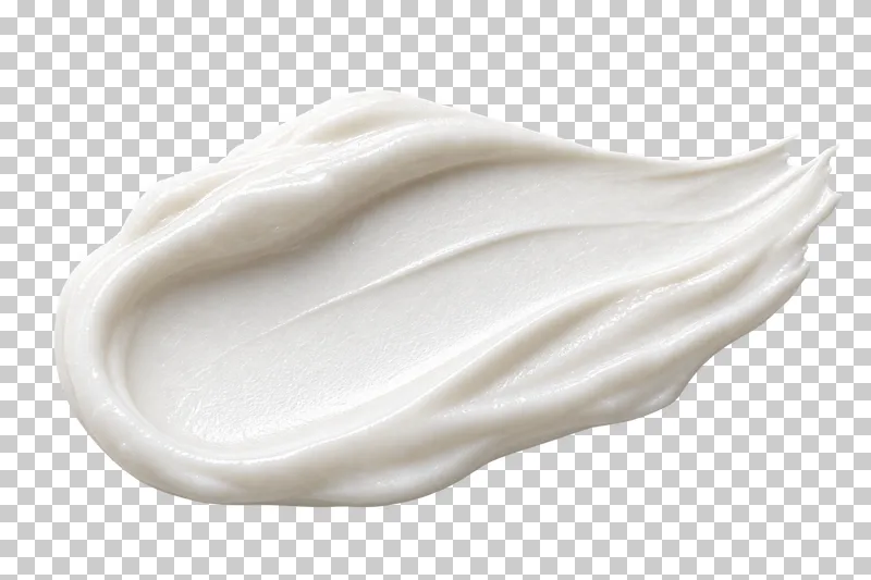 Dense white cream with raised smooth ridges.