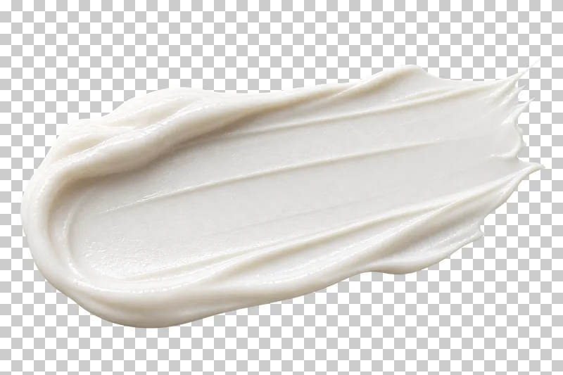 Broad flat cream stroke with shallow tool marks and rolled edges.