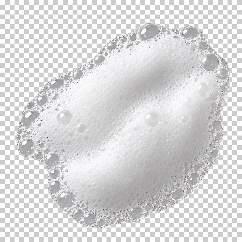 Compact dense white microfoam with a thin translucent bubble perimeter.