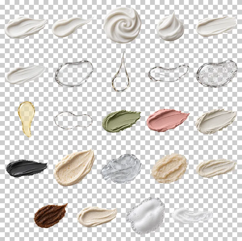 Skincare Cream and Gel Textures PNG Collection: all 24 elements in one grid