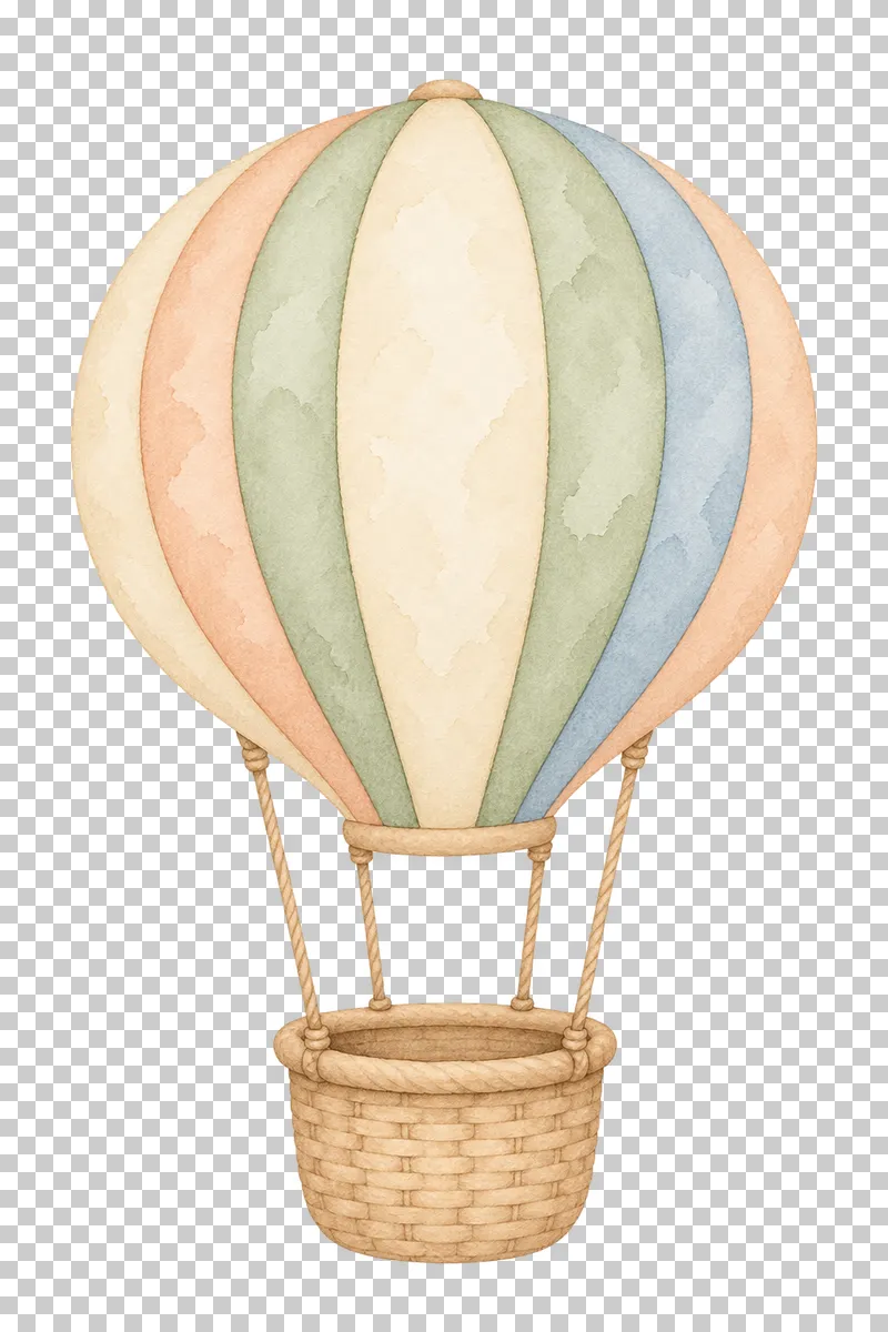 Watercolor illustration of baby hot air balloon.