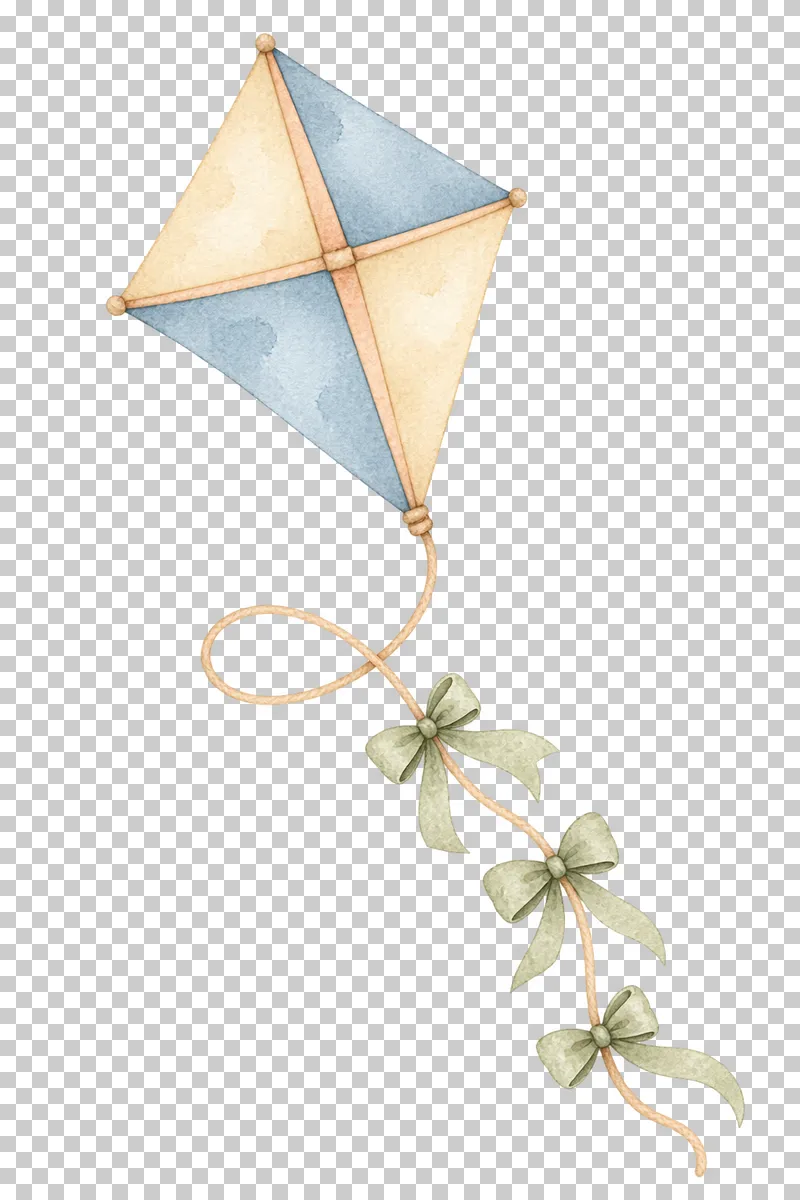 Watercolor illustration of kite with bows.