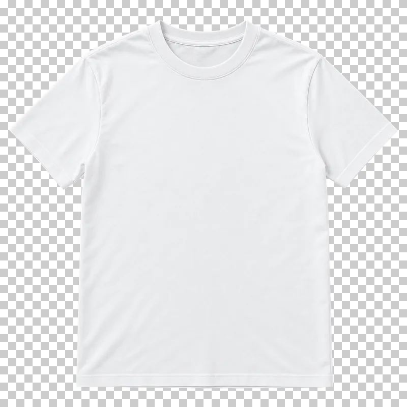 Front of a soft white classic crew-neck T-shirt laid flat, with short sleeves and a blank cotton chest.