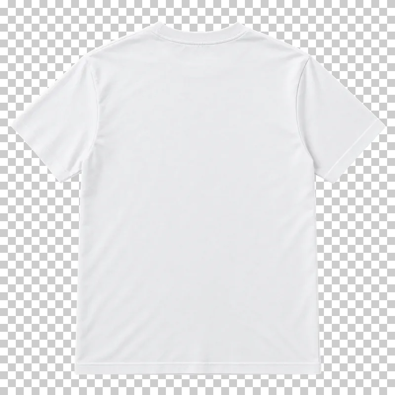 Back of the matching soft white classic T-shirt, with short sleeves, a higher rear neckline and a blank back panel.