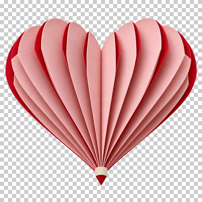 A paper heart formed from accordion folds.