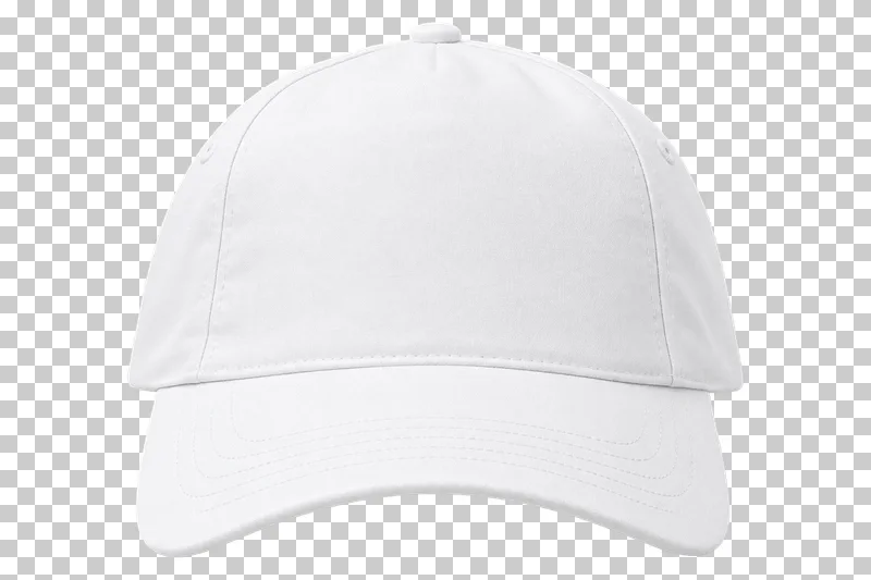 White baseball cap facing forward, with a wide blank front crown panel and a curved brim.