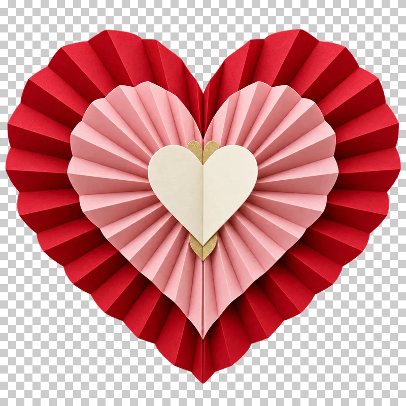 A heart-shaped rosette made from pleated paper.