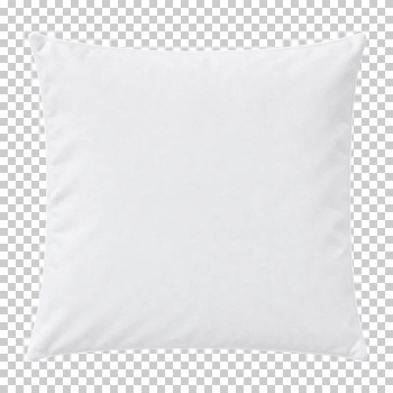 Soft white square cushion cover with sewn edges, subtle volume and a broad blank cotton face.