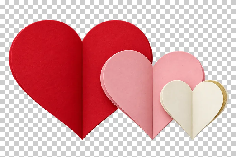 Three paper hearts in graduated sizes.