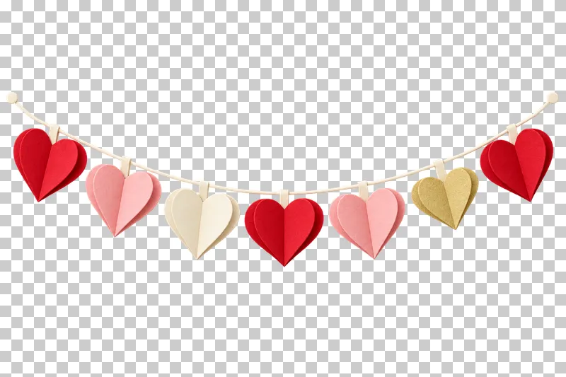A horizontal garland of paper hearts.